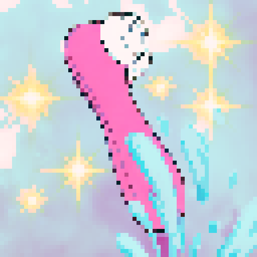 A sleek, ergonomic device in soft metallic pink, its curved form designed for precision and comfort. A smooth silicone tip, encircled by a contrasting white ring, hints at advanced technology and gentle functionality. Rendered in a clean, modern digital illustration, set against a serene gradient of cool blues,as a 64x64 pixel game icon, rendered with skillful pixel art in sRGB colors