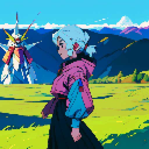 Pixel art, ghost, gundam
