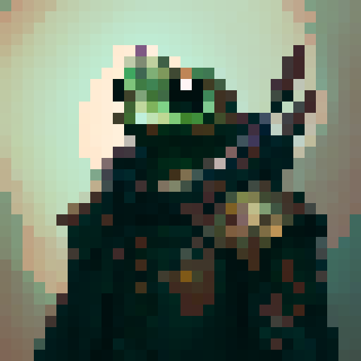 frog warrior sprite, holding a spear,
