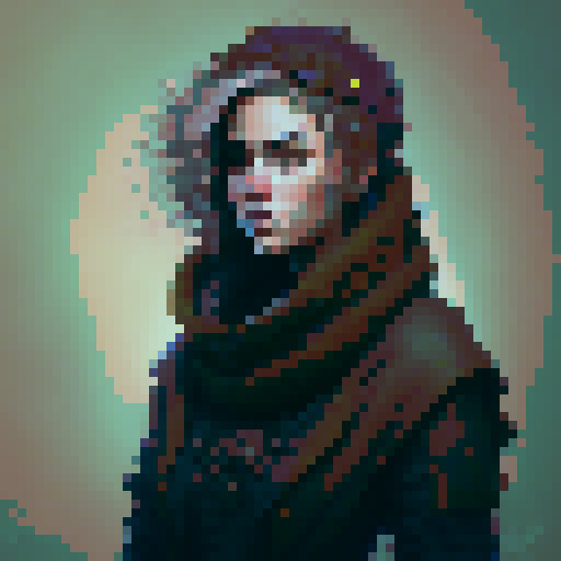 A celtic druid with antler cowl, side view full body, platformer sprite, pixel perfect