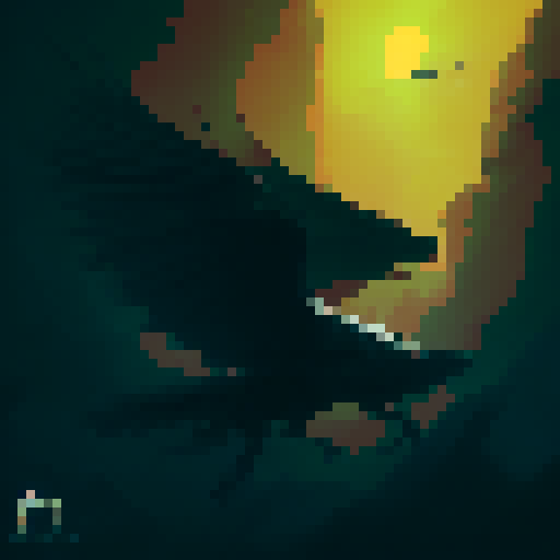 Giant dark monster bird, flying in to attack