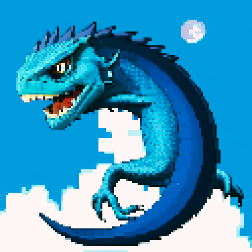 blue and white basilisk looking at the moon hoping to reach their one day 