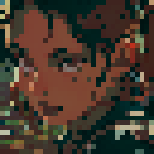 Dirt tile, pixelated, depicting a 16x16 portrait of textured brown soil, grayscale, black & white