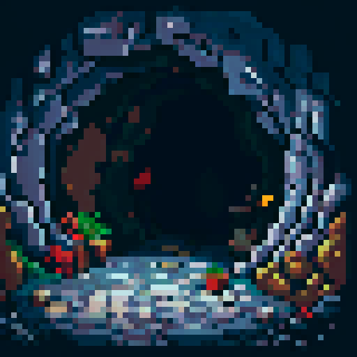 Cave entrance with rocks on the side