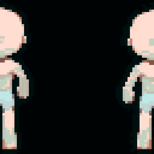 sprite sheet, 4 motions, arms closer to body, no space, pixel art, sRGB