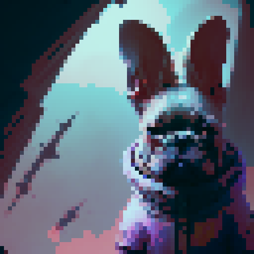 Pixel art French bulldog from the side