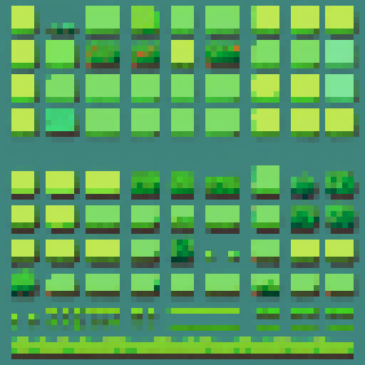 generate 9 tiles that can be combined together to create a map, make them grass