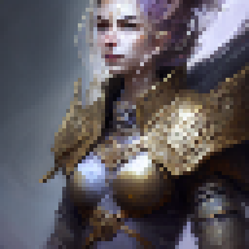 "Create a portrait of a legendary warrior with full body armor and a fierce expression, wielding a glowing sword against a backdrop of mystical ruins and swirling magical energy in the style of a Fantasy RPG."