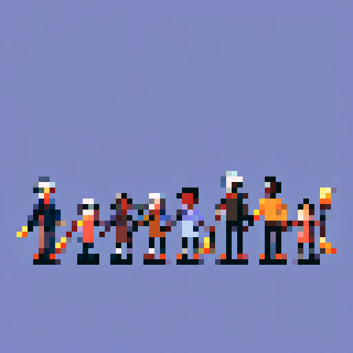 family of people of different races. they are holding broomsticks