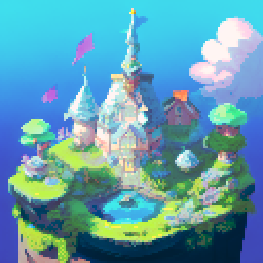 A majestic castle in the clouds surrounded by turtles.