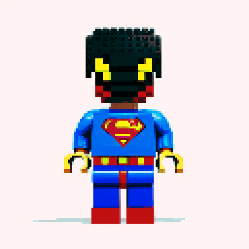 superman, lego, pixel art, vibrant colors, blocky design, sRGB