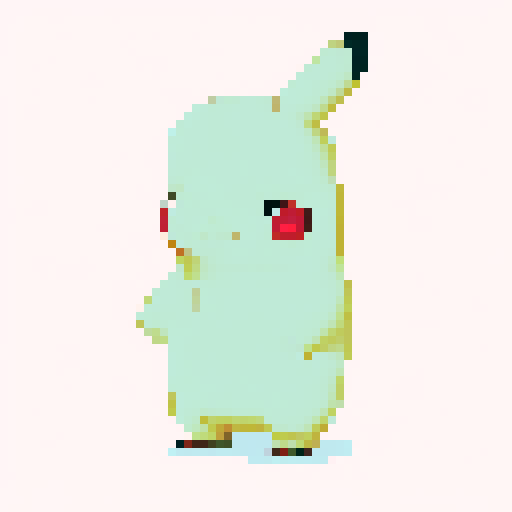 A single pixel art sprite of Pikachu from Pokemon looking forward with a plain expression