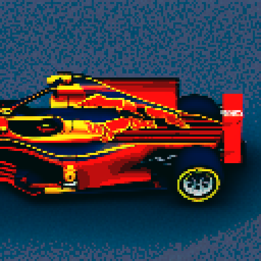 Formula 1 red bull car, full car in view, close up, driver in seat, blue sky background in Monaco