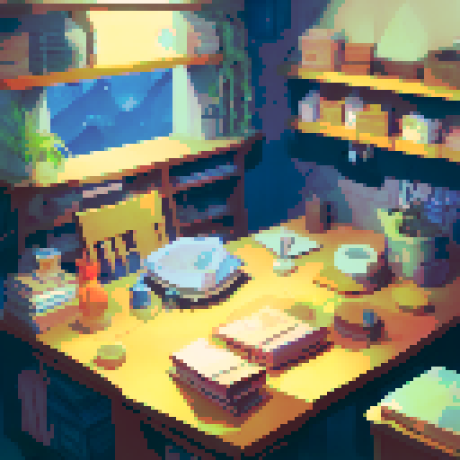 Elon Musk's cluttered office, futuristic gadgets, stacks of blueprints, shelves of model rockets, landscape portrait