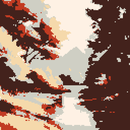 Bob Ross painting, serene mountain range, vibrant sunset colors, fluffy clouds, peaceful lake, towering trees, soft brush strokes, distant cabins nestled in the woods, tranquil atmosphere, gentle mist, ethereal beauty