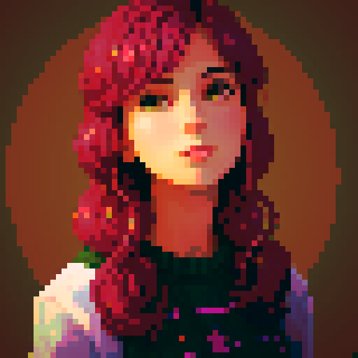 Create a star-dew valley inspired portrait of a woman