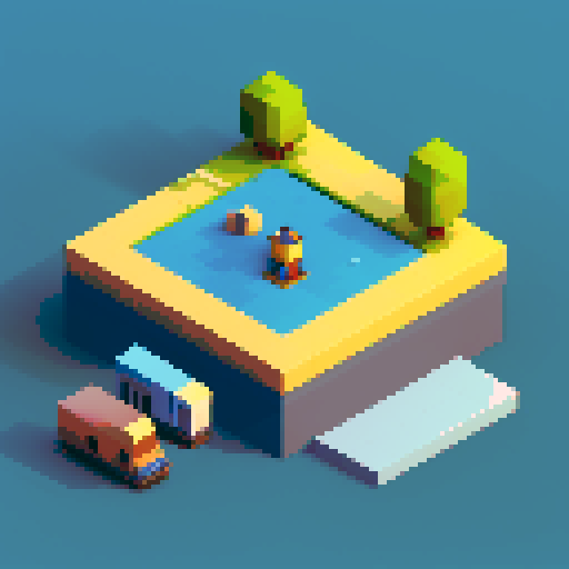 Create a tile in isometric graphics, the tile represents save point, main color blue for the item 
