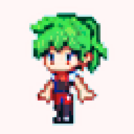 Boy with blue shirt and red pant and brown har