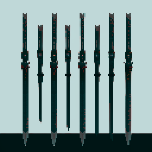 5 sets of 10 themed swords
Set 1 undead
Set 2 goblin(short daggers mostly)
Set 3 Elven
Set 4 Dwarven (hammers and stuff)
Set 5 powerful magic weapons
Include bows, hammers daggers swords and wands