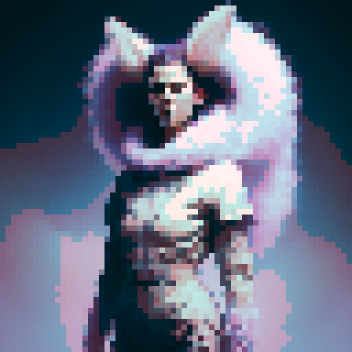 unicorn woman hybrid with cloven hooves, furry, playful expression, clear detail, pixel art style, full body character reference 