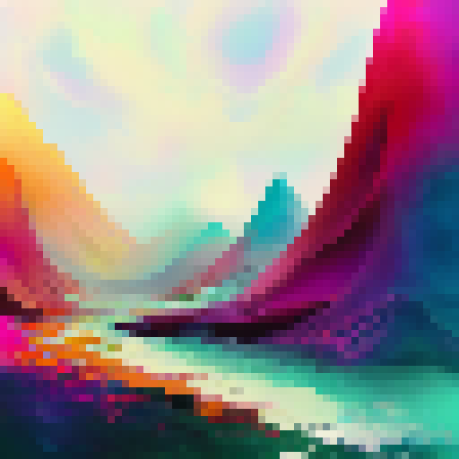 Vibrant, swirling colors collide with surreal, dreamlike imagery in this psychedelic land, beckoning you to explore its trippy, otherworldly landscape portrait.