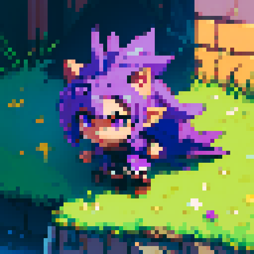 Pixel art, purple hedgehog