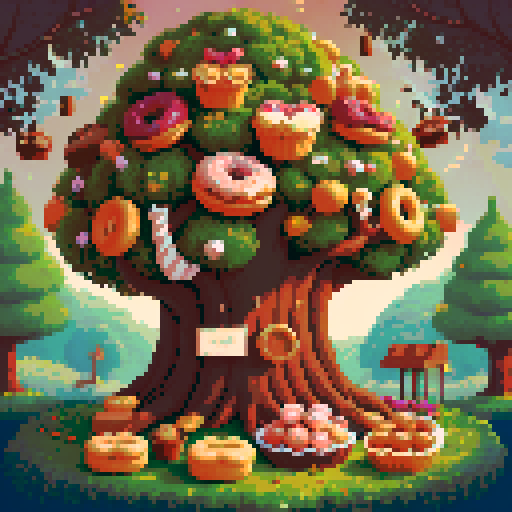 tree with muffins and donuts, illustration without gradient