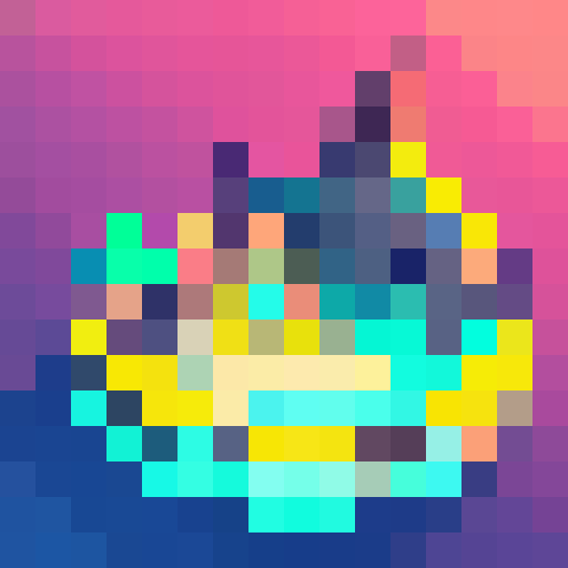 16-bit pixel art depicting a brave explorer trekking through a desolate extraterrestrial landscape, featuring sharp triangular rocks and sweeping curves, set against a background of muted magenta and gold tones, all rendered in the style of Evangelion, Roblox, artgerm, rossdraws, Studio Ghibli, and Pixar, with a bird's-eye view showcasing the vast, empty terrain formed from basic geometric shapes, creating a museum-quality masterpiece in the classic 16x16 pixel portrait style.