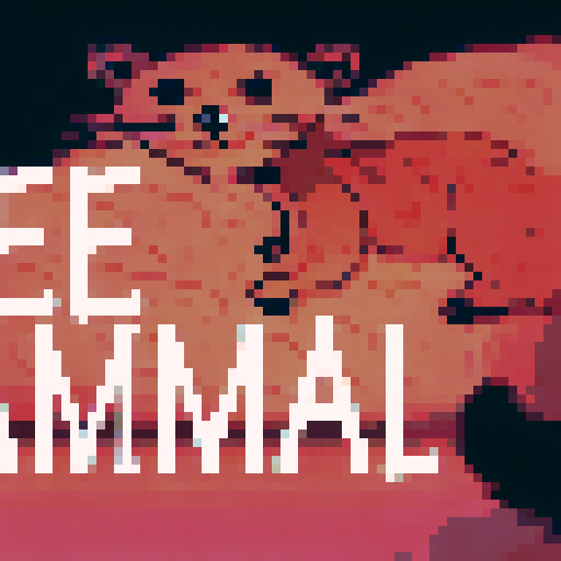 Binturong game icon in classic pixel art style, featuring a close-up character portrait of the furry animal standing proudly on a tree branch, staring directly at the viewer with a fierce yet adorable anime-style expression.