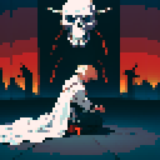 Kneeling and praying headless body