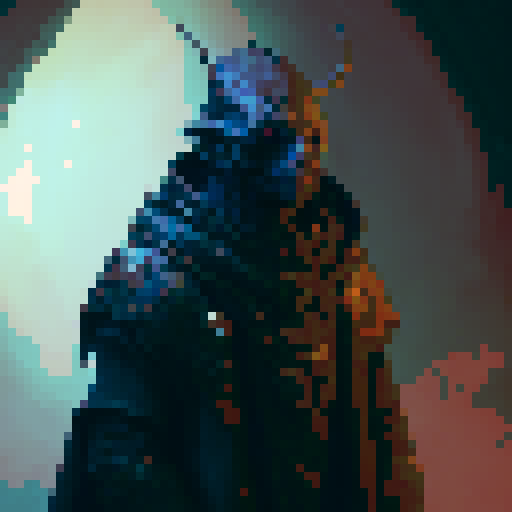 dark lord, medieval fantasy style, sinister aura, glowing eyes, blackened cloak, ornate cape, ancient mask, weapon at his back, looming presence, intense shadows, intricate details, epic scale