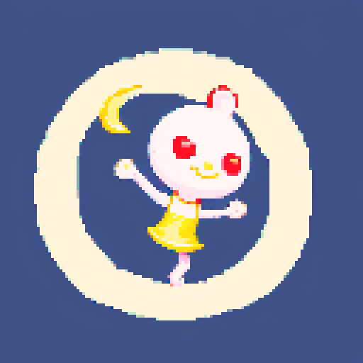 smiling crescent with legs, standing on ground