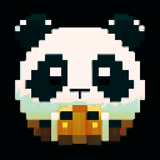 panda, eating bamboo, pixel art, sRGB, headshot, reed