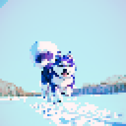 cute husky dog, running in a snowy field, winter wonderland, vibrant colors