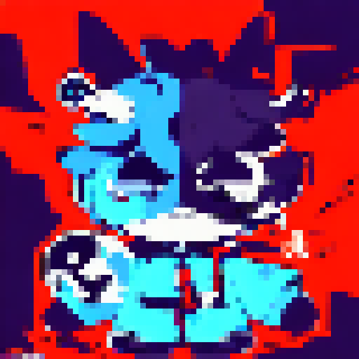 Colorful crypto creature with a detailed character portrait in close-up, featuring an anime style and pixel art.