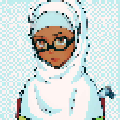 Teenage black girl with white hijab and Glasses