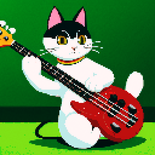 a cat playing the bass