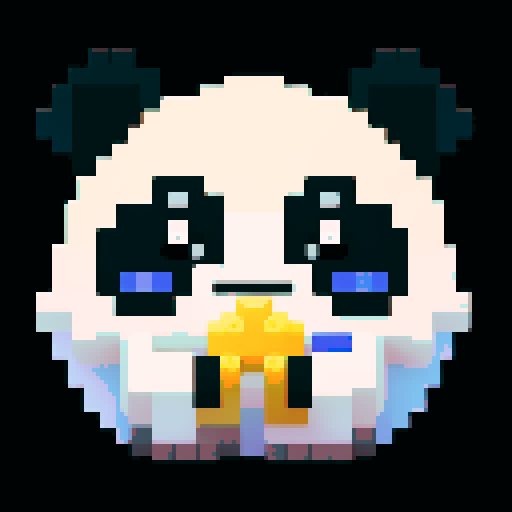 panda, eating bamboo, pixel art, sRGB, headshot, reed