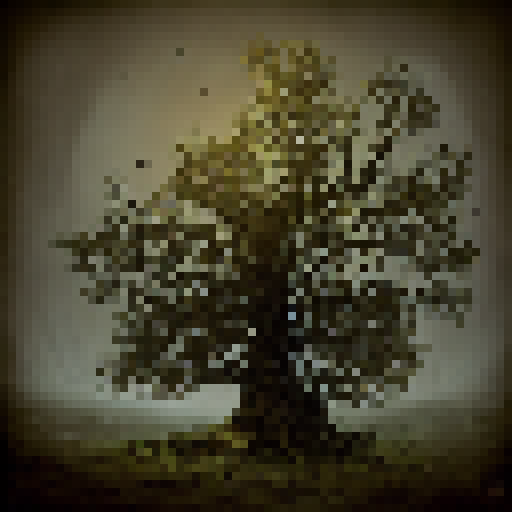 large tree for a dark fantasy RPG, black background