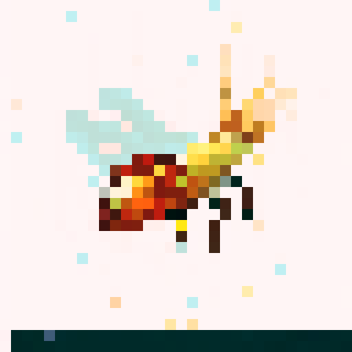 Summoning the HoneyBee Spell: vibrant colors, detailed wings, honeycomb pattern, pixelated art, 32x32 pixels, sRGB, game icon, close-up, skill art, portrait
