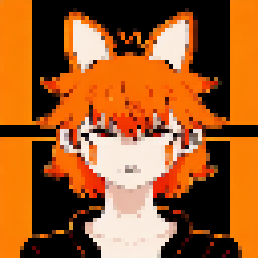 Kitsune girl, orange and white colors