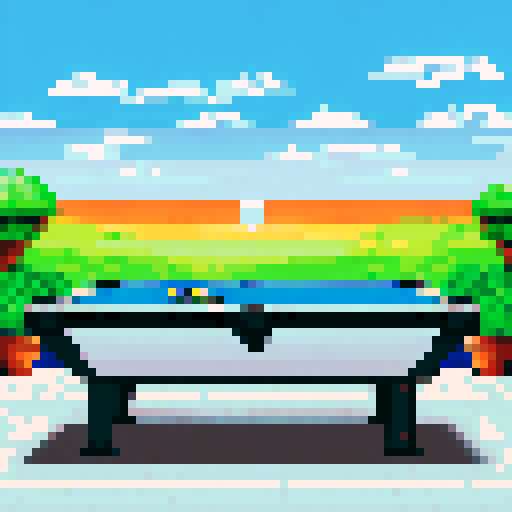 A pixelated 8-ball on a pool table.