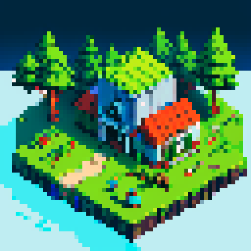 corrupted plastic waste wolf, rabid, forest biome, isometric view, cartoony, larger head, pixel art