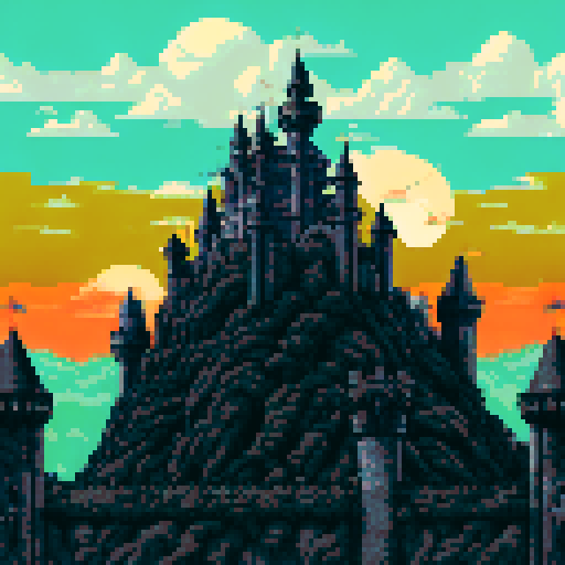 Gargoyles perched atop mossy stone walls, a full moon casting eerie shadows on the Gothic castle's turrets, a misty gray landscape stretching out before it