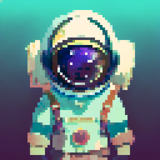 Astronaut floating gracefully in a vast, star-filled galaxy, surrounded by swirling nebulae and colorful celestial bodies, with a serene expression on their face