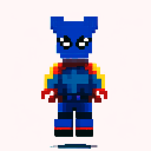 spiderman swinging, pixelated buildings, vibrant colors, blocky shapes, retro video game style, 8-bit aesthetic