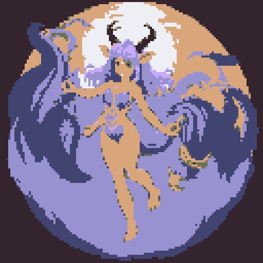 mystic druid wild woman unicorn faun hybrid bathed in moonlight, with a playful demeanor, cloven hooves, showcasing its full body in pixel art style with vibrant sRGB colors