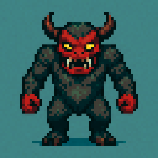 Front-facing sprite of an enemy, solid color background