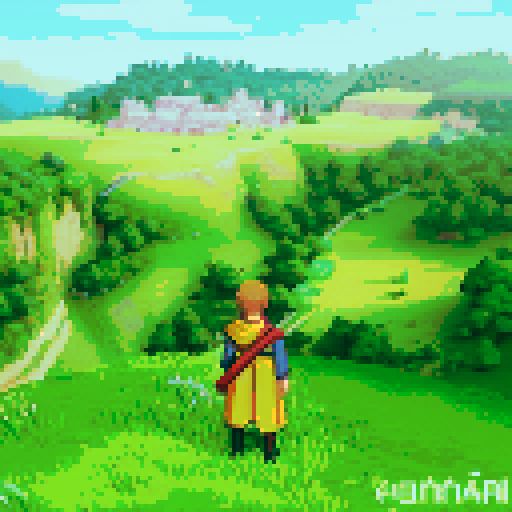 Man standing on grassy cliff, plains, hills