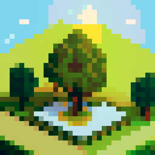 scenery with a tree in each side and the sky have a bright sun
